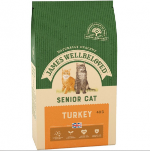 Pienso para gatos mayores James Wellbeloved Senior Pavo y arroz.